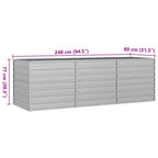 Arriate de acero galvanizado plateado 240x80x77 cm