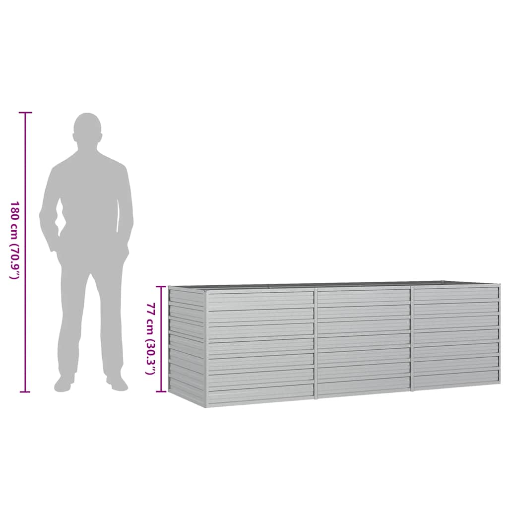 Arriate de acero galvanizado plateado 240x80x77 cm