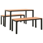 Set de comedor de jardín 3 pzas acero y WPC marrón y negro