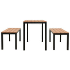 Set de comedor de jardín 3 pzas acero y WPC marrón y negro