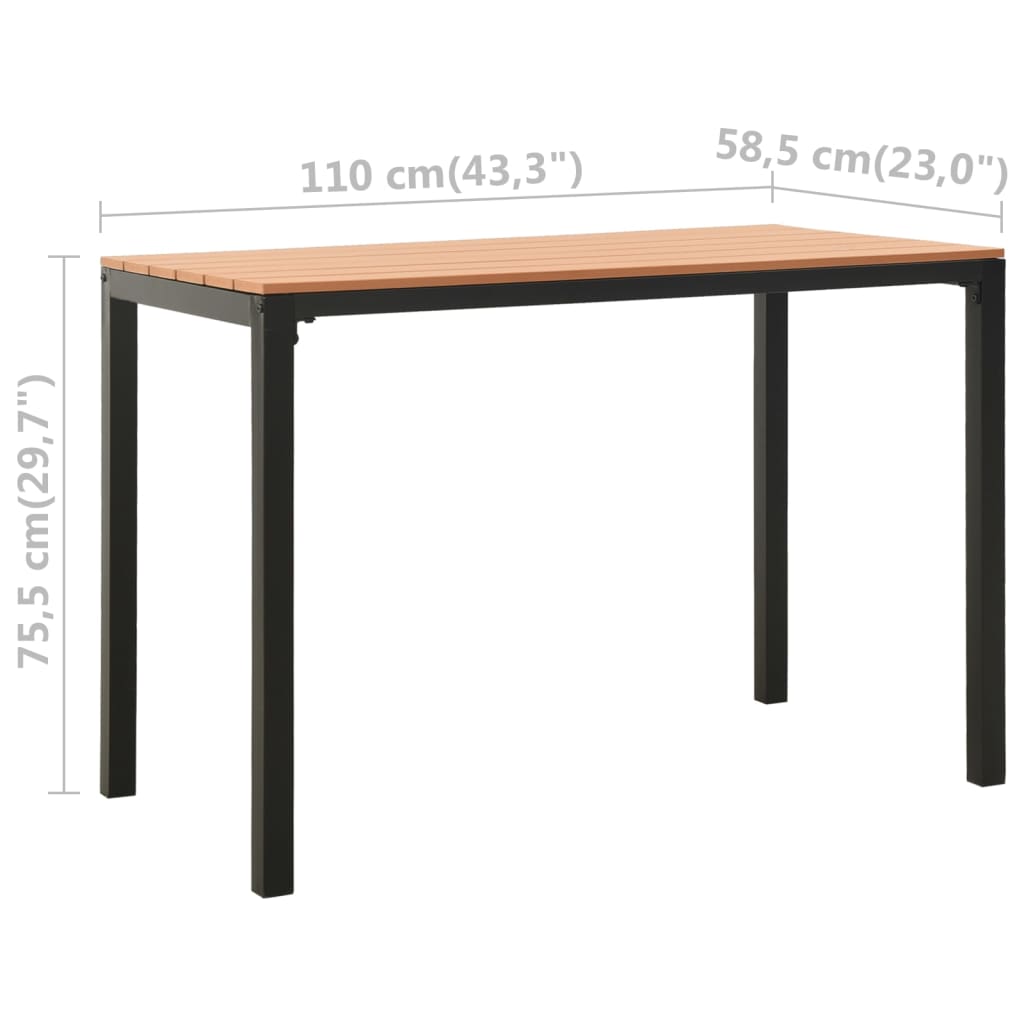 Set de comedor de jardín 3 pzas acero y WPC marrón y negro
