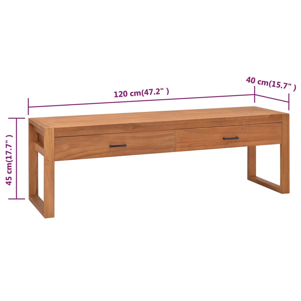 Mueble de TV madera maciza de teca 120x40x45 cm