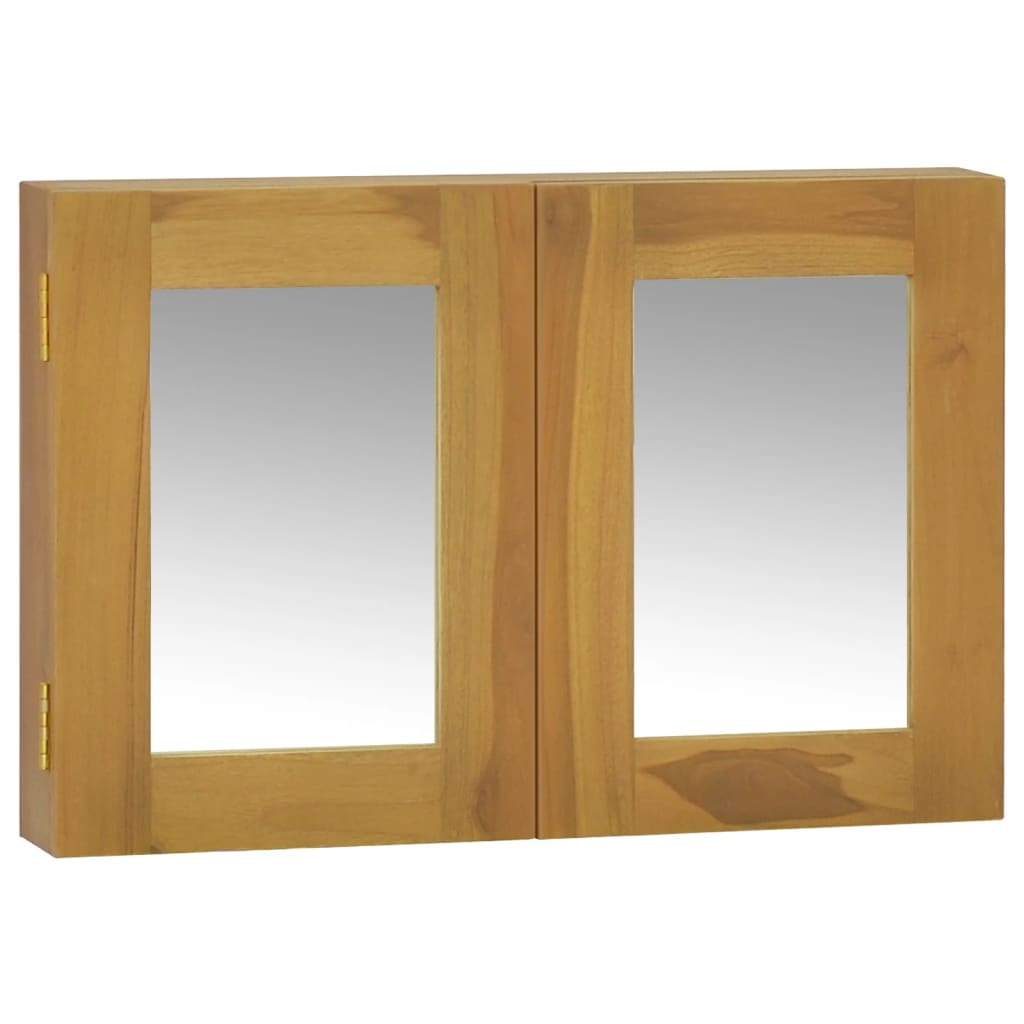 Mueble con espejo madera maciza de teca 30x10x40 cm