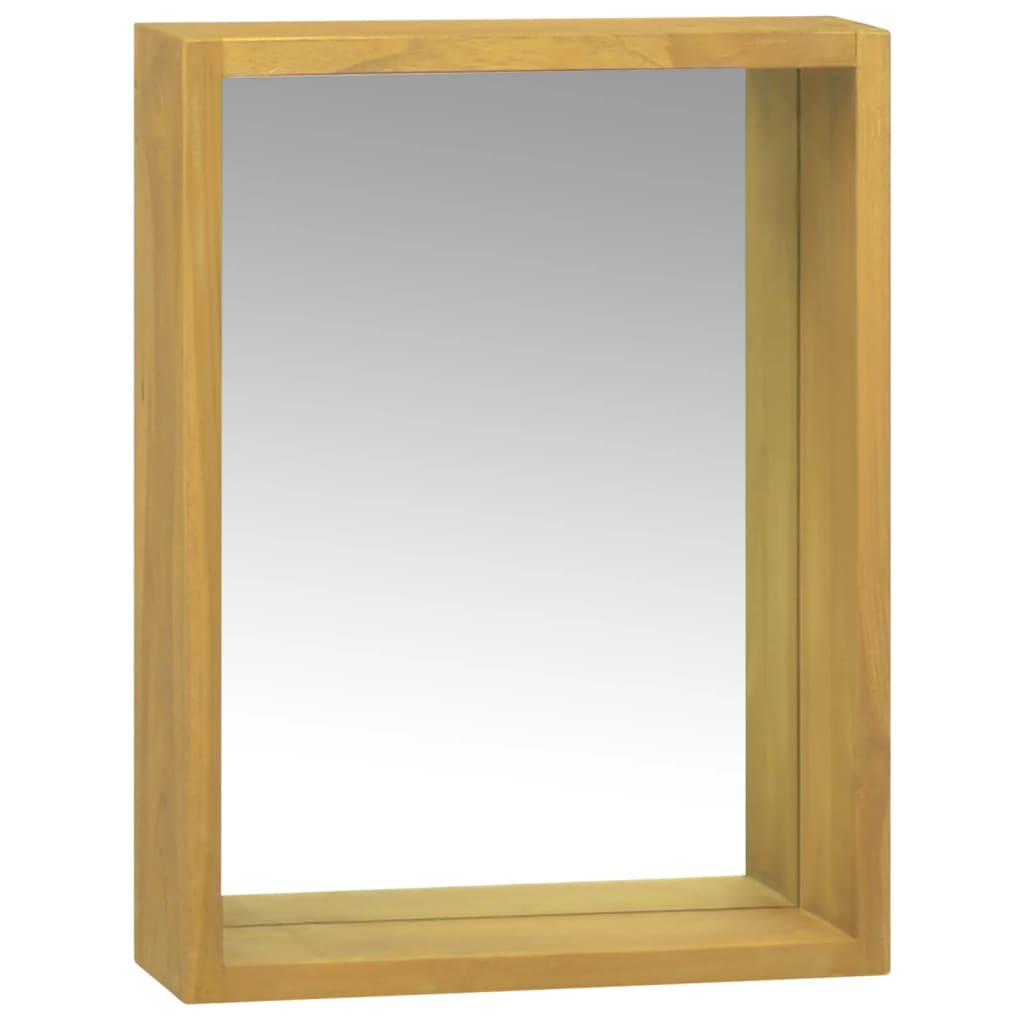 Mueble con espejo madera maciza de teca 30x10x40 cm