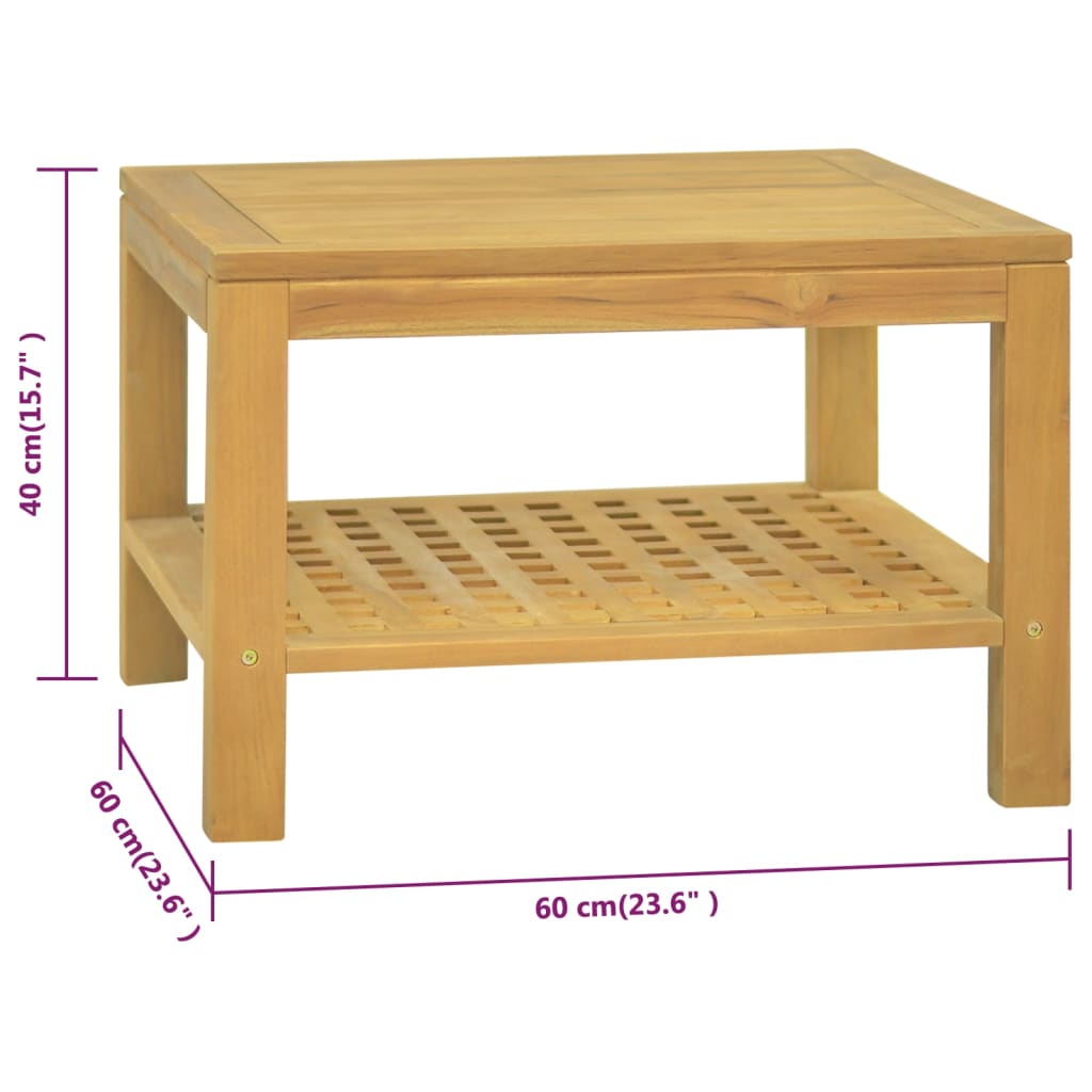 Mesa de centro madera maciza de teca 60x60x40 cm