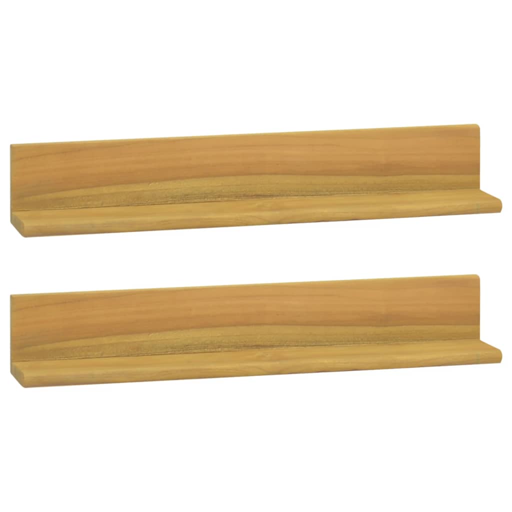 Estantes de pared 2 unidades madera maciza de teca 110x10x10 cm