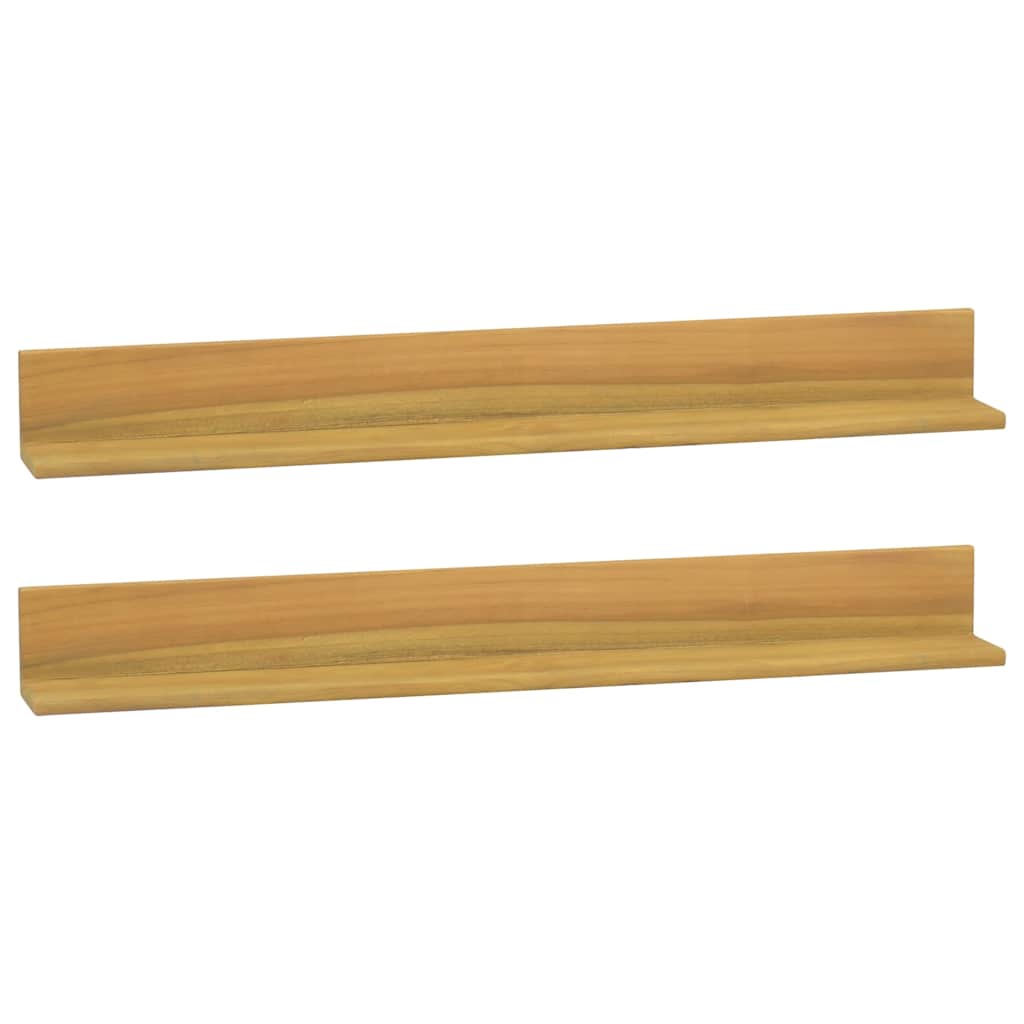 Estantes de pared 2 unidades madera maciza de teca 110x10x10 cm