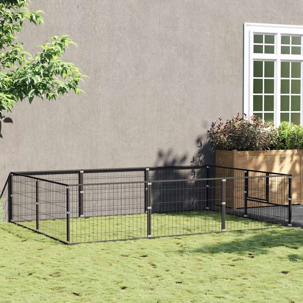 Canil de aço de 4 m² preto