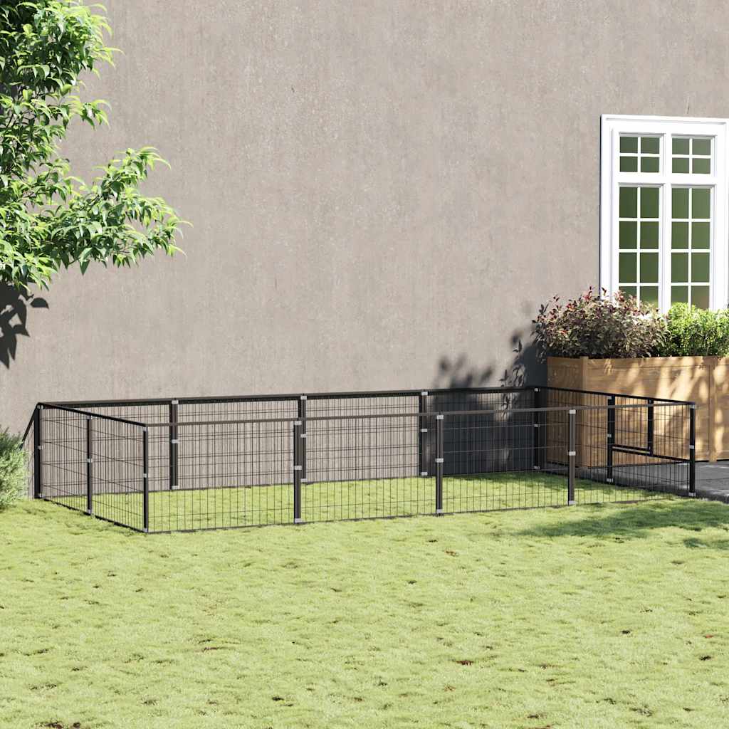 Canil de aço de 72 m² preto