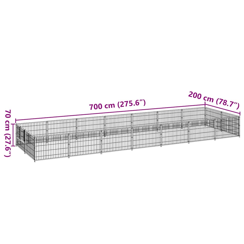 Perrera plateada 14 m² acero