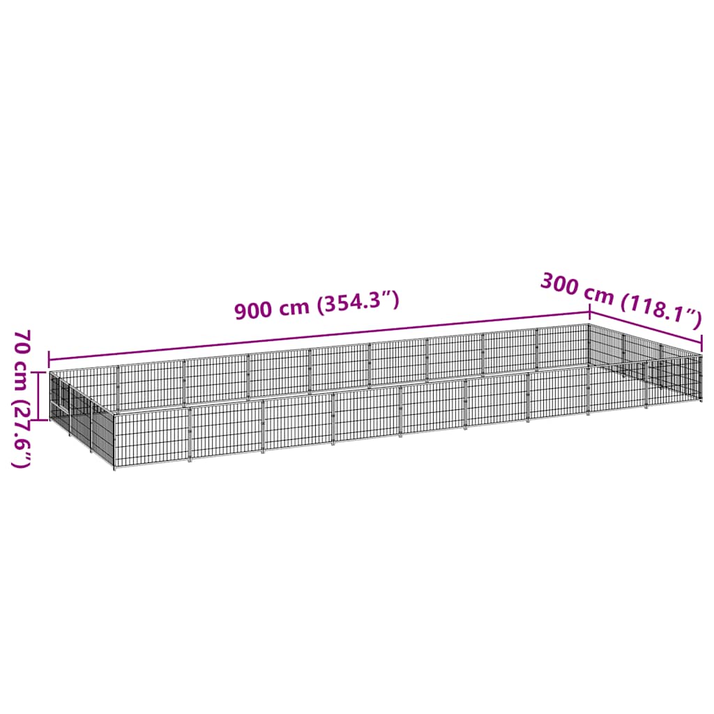 Perrera plateada 27 m² acero