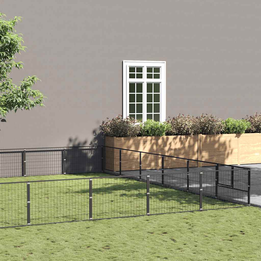 Canil de aço de 4 m² preto