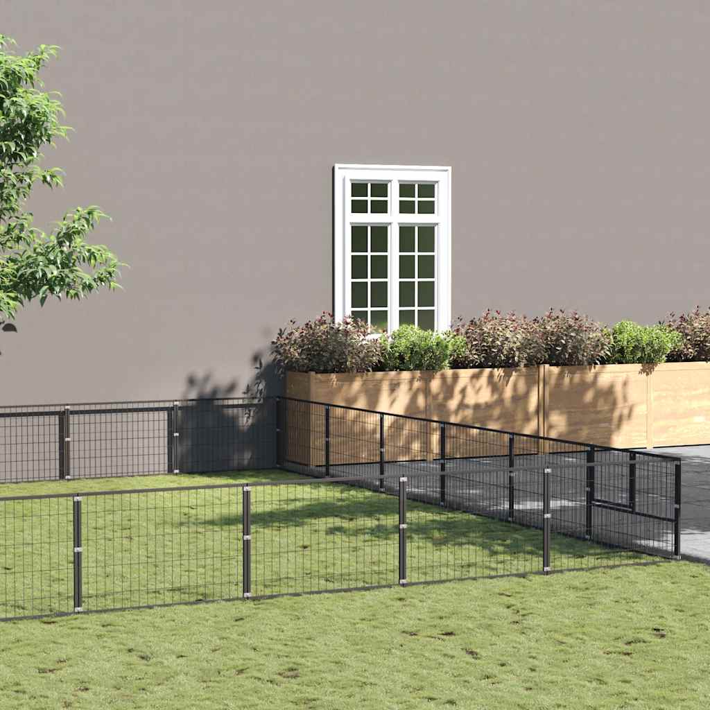 Canil de aço de 4 m² preto