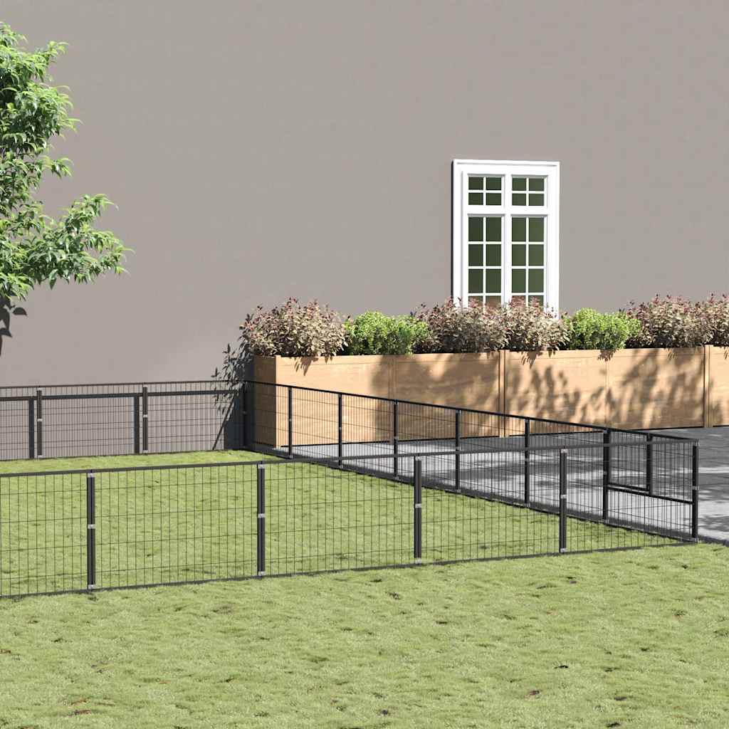 Canil de aço de 4 m² preto