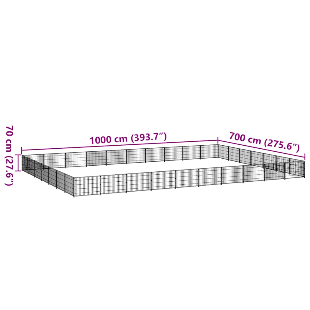 Perrera acero 70 m² negra
