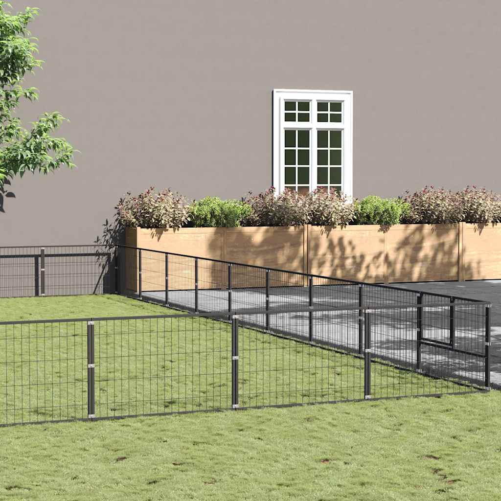 Canil de aço de 72 m² preto