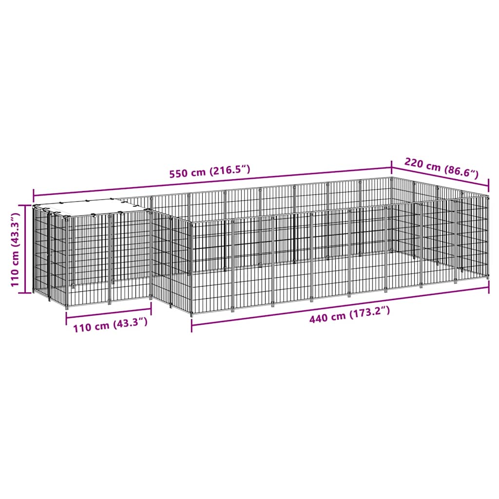 Perrera plateada 8,47 m² acero