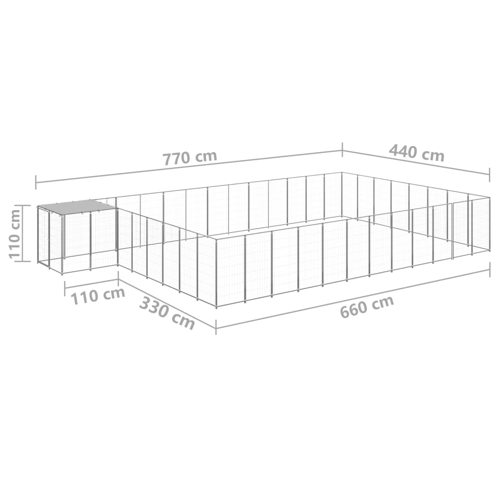 Perrera plateada 30,25 m² acero