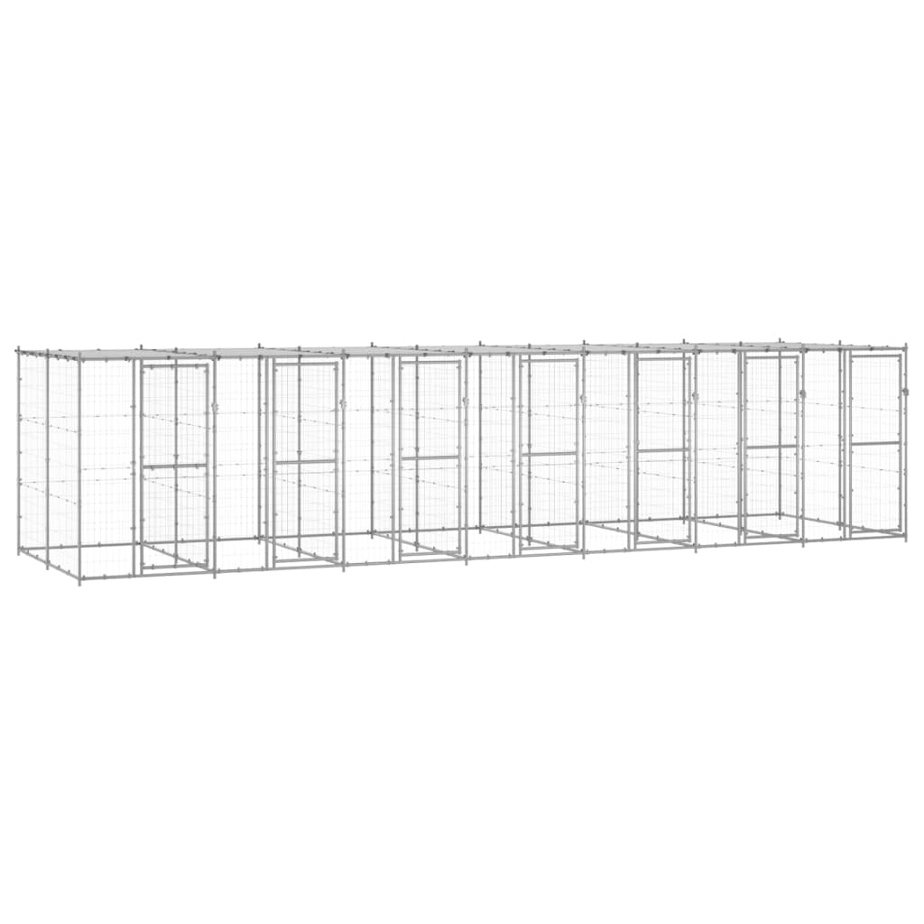 Perrera de exterior de acero galvanizado con techo 16,94 m²