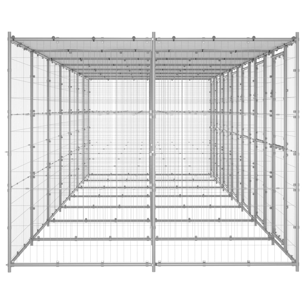 Perrera de exterior de acero galvanizado con techo 16,94 m²