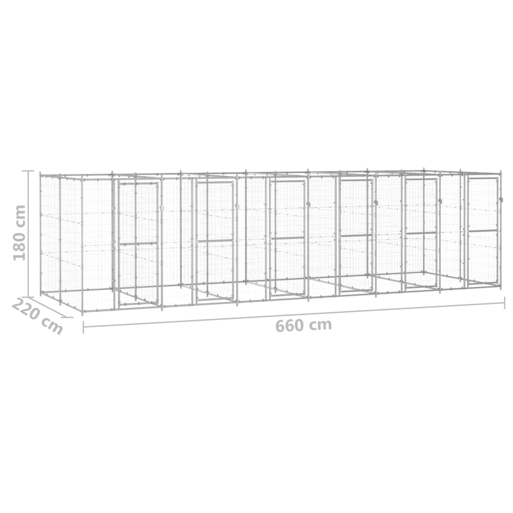 Perrera de exterior de acero galvanizado 14,52 m²