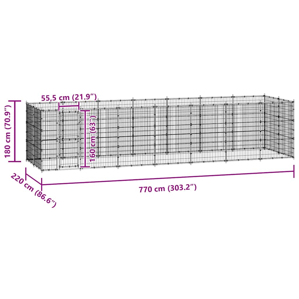 Perrera de exterior de acero 21,78 m²