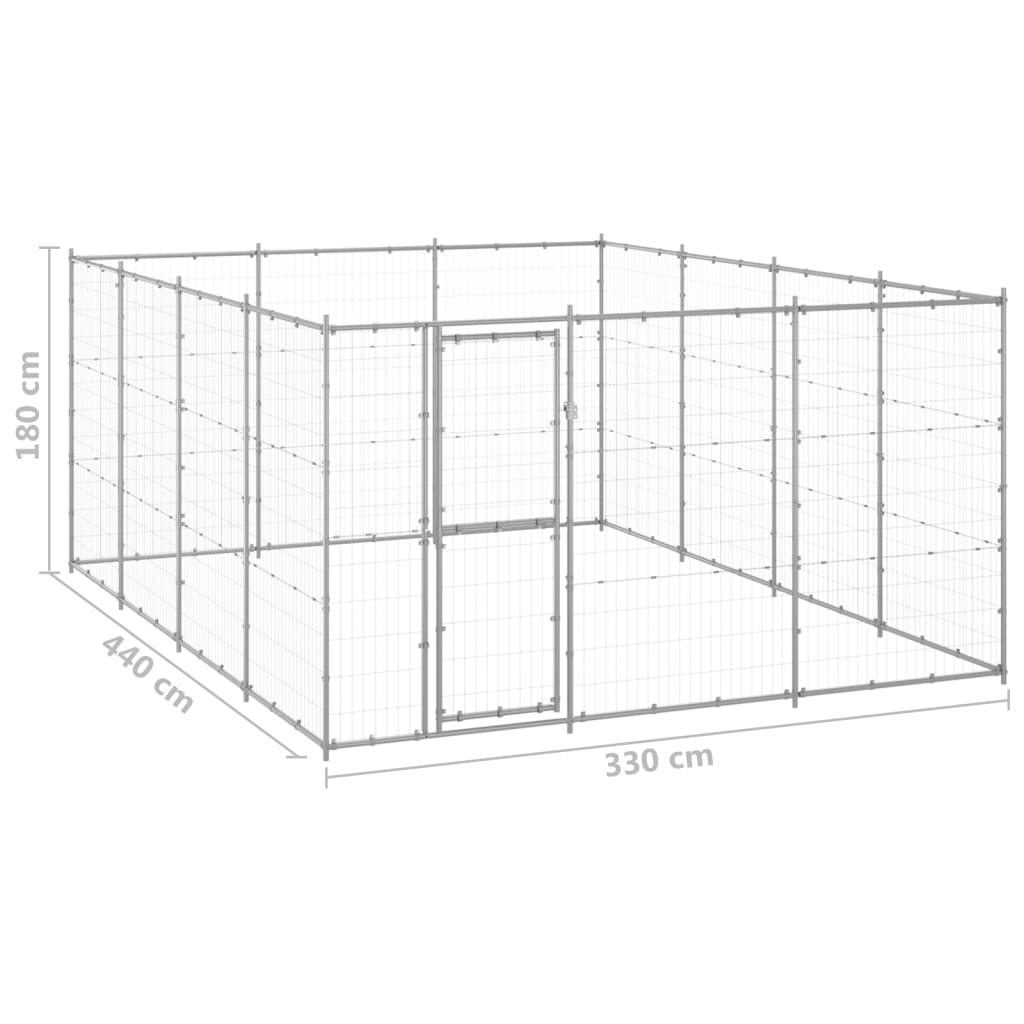 Perrera de exterior de acero galvanizado 14,52 m²