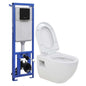 Wall-mounted toilet with concealed high-level ceramic cistern