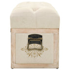 Banco con almacenaje 110 cm madera maciza de abeto color crema y tela