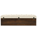 Banco con almacenaje 110 cm madera maciza de abeto color crema y tela