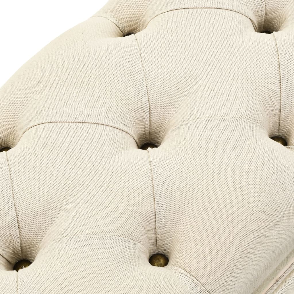 Banco con almacenaje 110 cm madera maciza de abeto color crema y tela