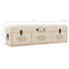Banco con almacenaje 110 cm madera maciza de abeto color crema y tela