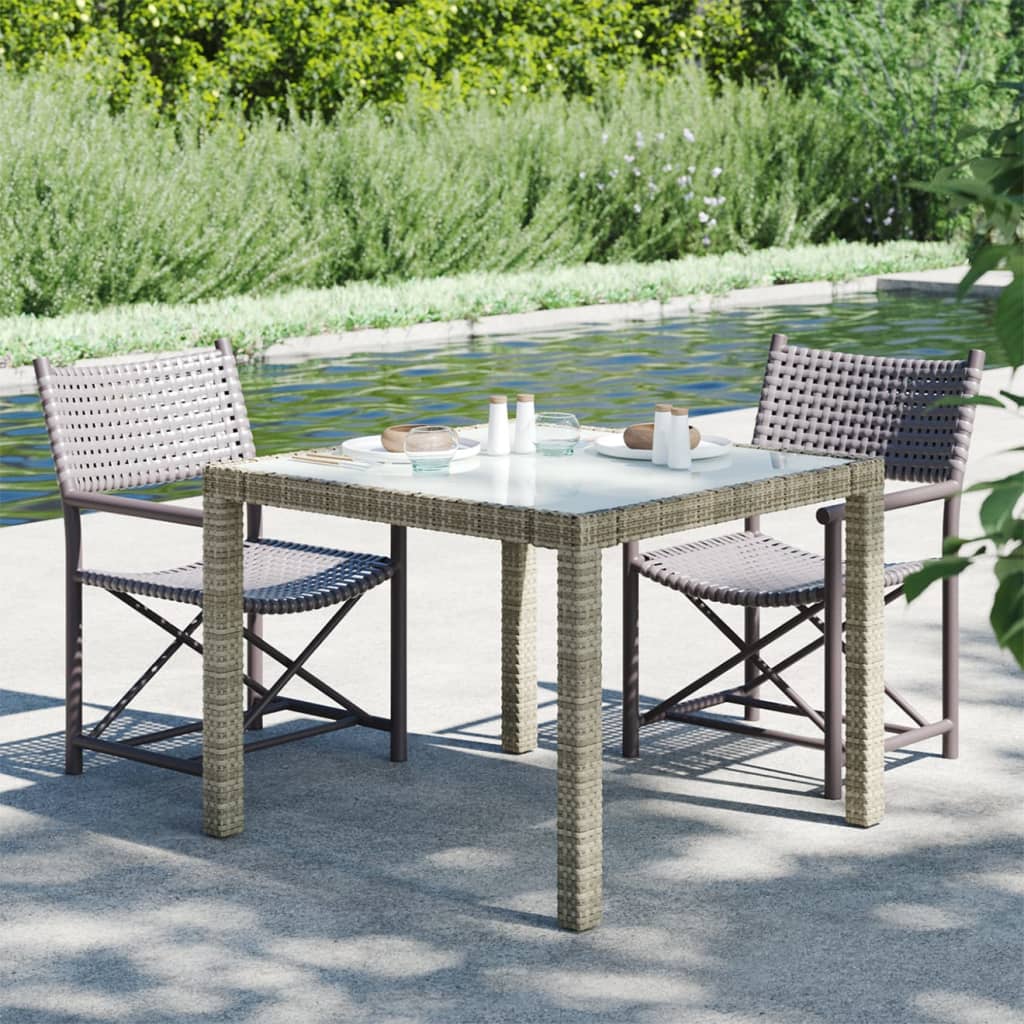 Mesa de jardín de ratán sintético beige 123x60x74 cm