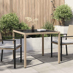 Mesa de jardín de ratán sintético beige 123x60x74 cm
