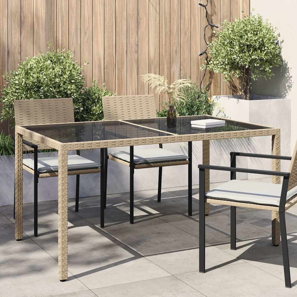 Mesa de jardín de ratán sintético beige 123x60x74 cm