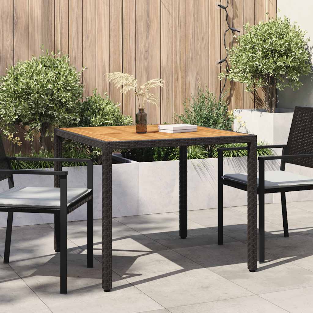 Mesa de jardín de ratán sintético gris 90x90x75 cm