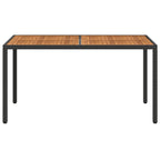 Mesa de jardín madera acacia ratán sintético negro 150x90x75 cm