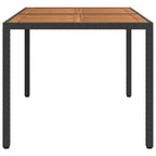 Mesa de jardín madera acacia ratán sintético negro 150x90x75 cm