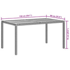 Mesa de jardín madera acacia ratán sintético negro 150x90x75 cm
