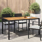 Mesa de jardín madera acacia ratán sintético negro 150x90x75 cm