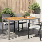 Mesa de jardín madera acacia ratán sintético negro 150x90x75 cm