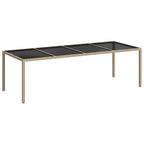 Mesa de jardín de vidrio templado ratán PE beige 250x100x75 cm