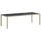 Mesa de jardín de vidrio templado ratán PE beige 250x100x75 cm