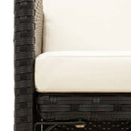 Conjunto de silla de jardín y taburete 4 piezas negra ratán PE