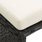Conjunto de silla de jardín y taburete 4 piezas negra ratán PE