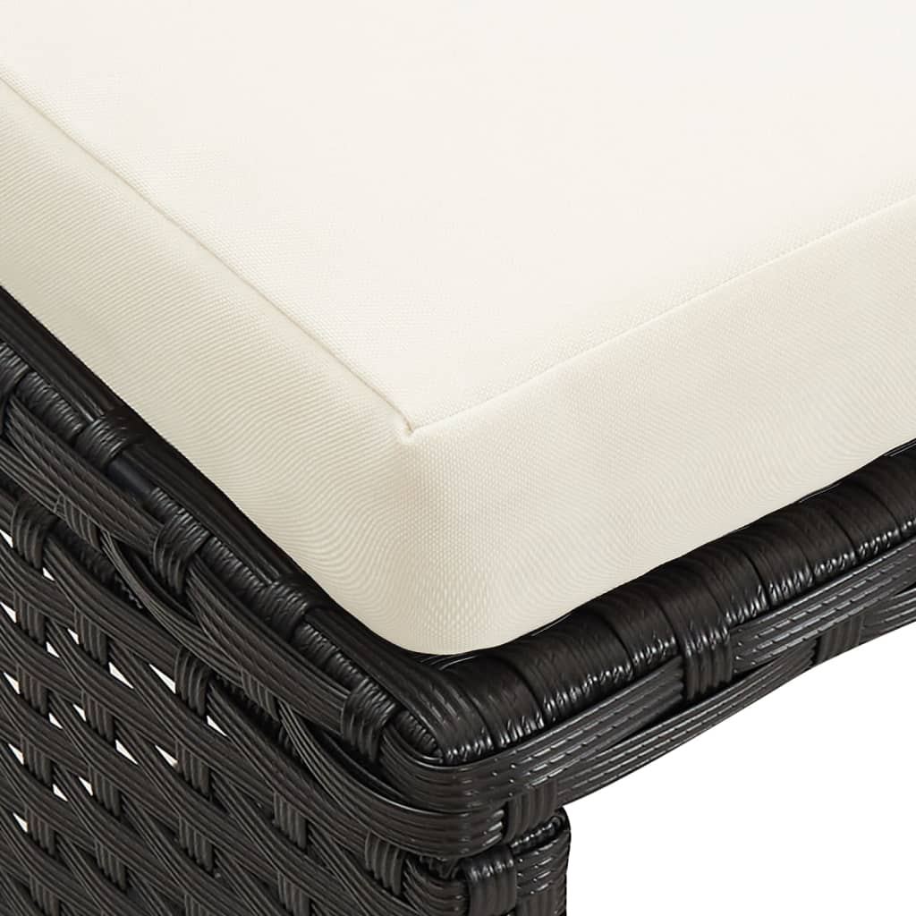 Conjunto de silla de jardín y taburete 4 piezas negra ratán PE