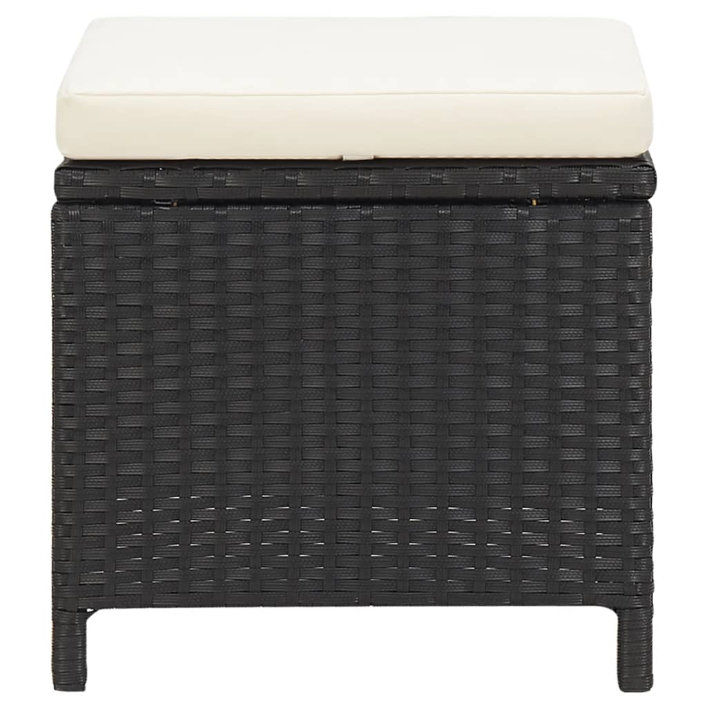 Conjunto de silla de jardín y taburete 4 piezas negra ratán PE