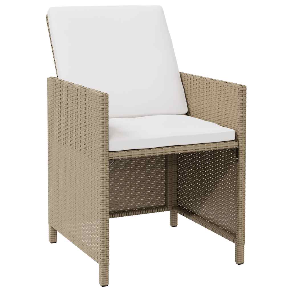 Sillas de jardín con taburetes 2 unidades ratán sintético beige