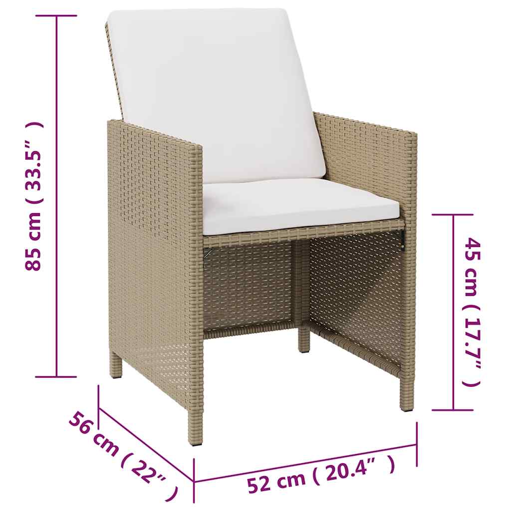 Sillas de jardín con taburetes 2 unidades ratán sintético beige