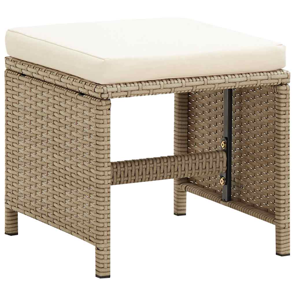 Sillas de jardín con taburetes 2 unidades ratán sintético beige